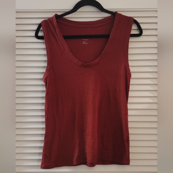 a new day Tops - A New Day- Red Ribbed Sleeveless Tank Top